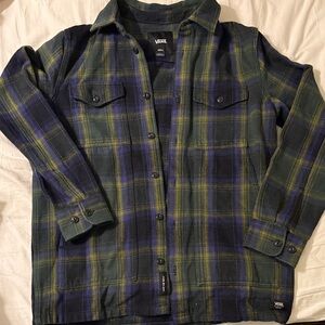 Vans Men's Casual Green and Blue Checkered Shirt